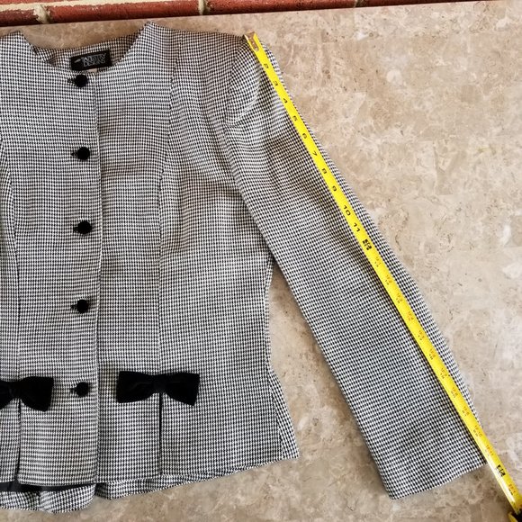 Vintage Black/White Houndstooth 2 pc Skirt Suit Set Size 8/10  Made in USA - Picture 6 of 13